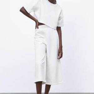 Zara Crop Wide Leg Plush Sweatpants